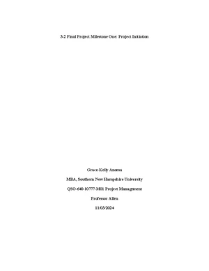 QSO 640 Milestone Two: Project Planning & Execution Overview - Studocu