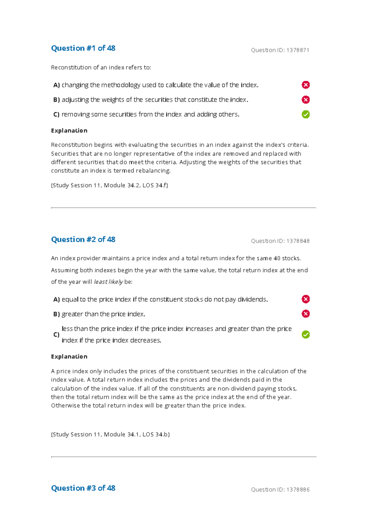 CFA Level 1 - Study Session 11, Module 34: Security Market Indexes ...