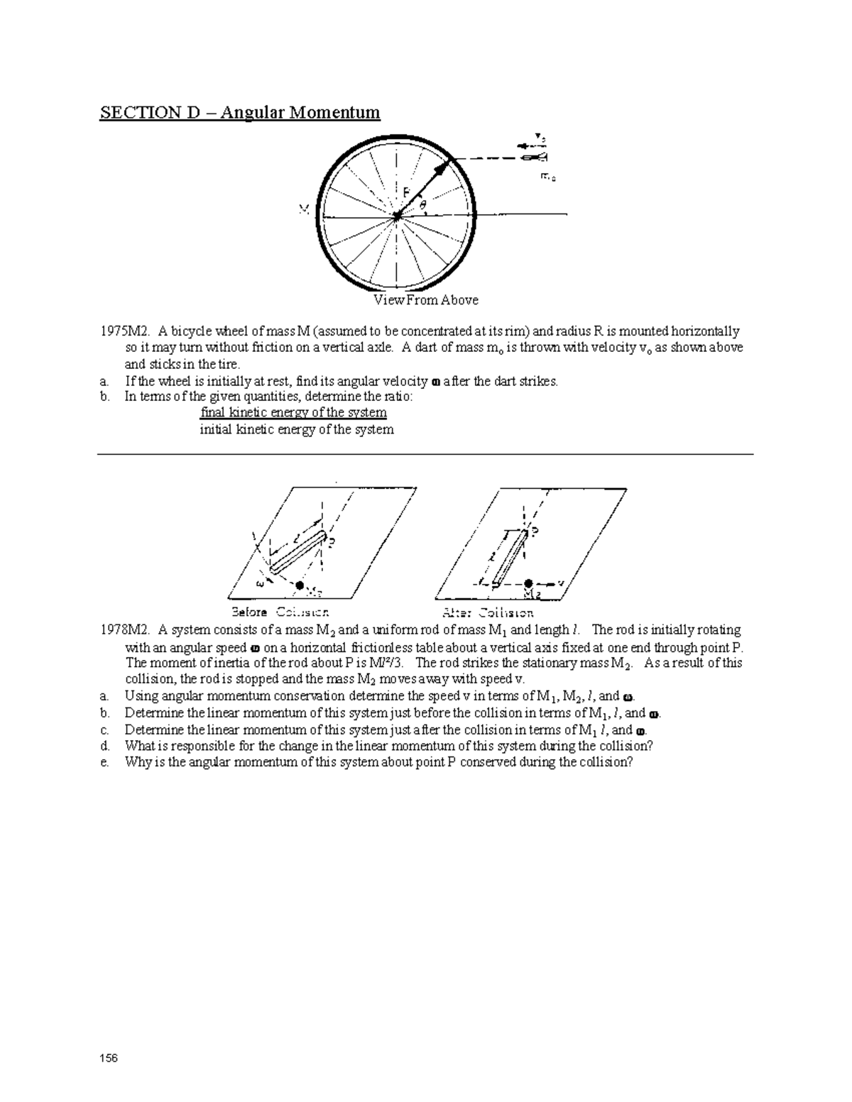 Angular Momentum Practice: Concepts & Problems (1975M2 - 2005M3) - Studocu