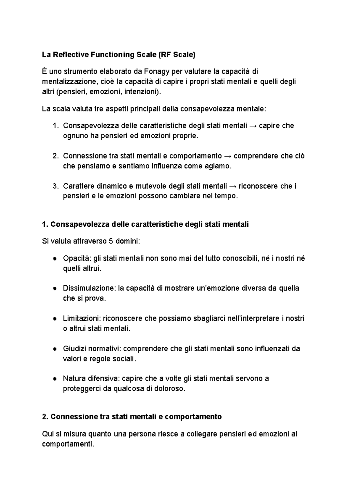 La Scala di Funzionamento Riflessivo (RF Scale) e la Mentalizzazione ...