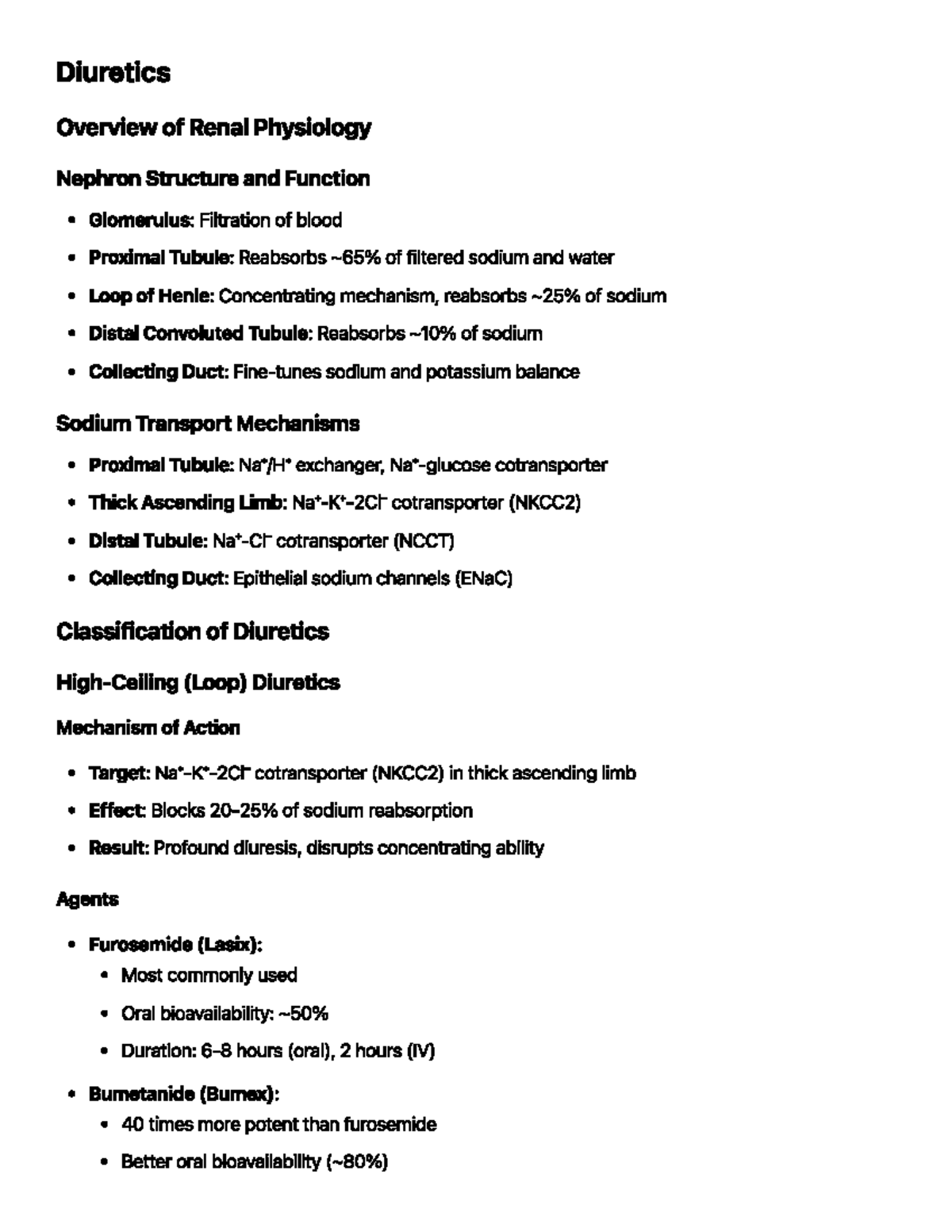 Chapter 37 Study Guide: Diuretics and Renal Physiology Overview - Studocu