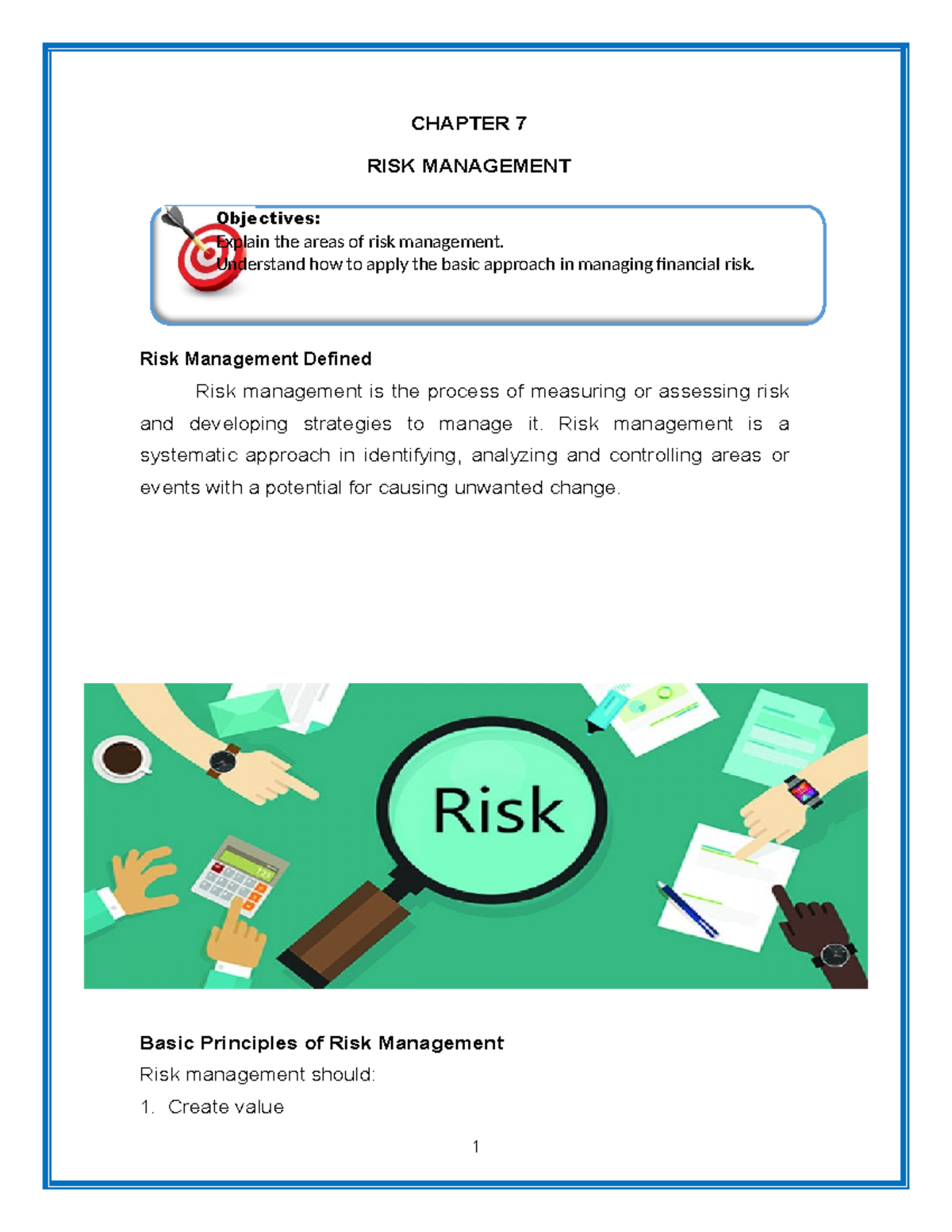 CAE01 - Chapter 7: Understanding Risk Management Principles - Studocu