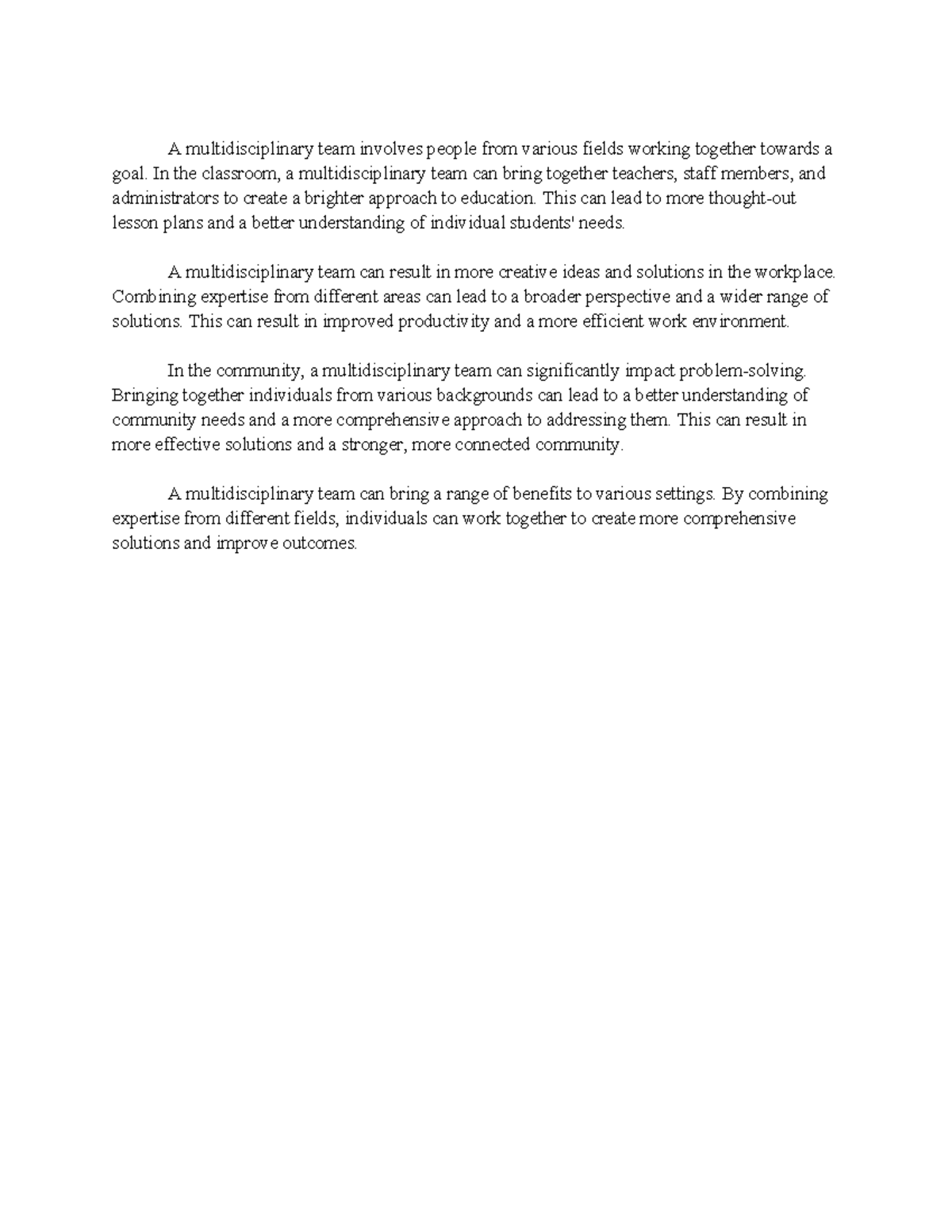 Multidisciplinary Team Collaboration: Enhancing Education & Community ...