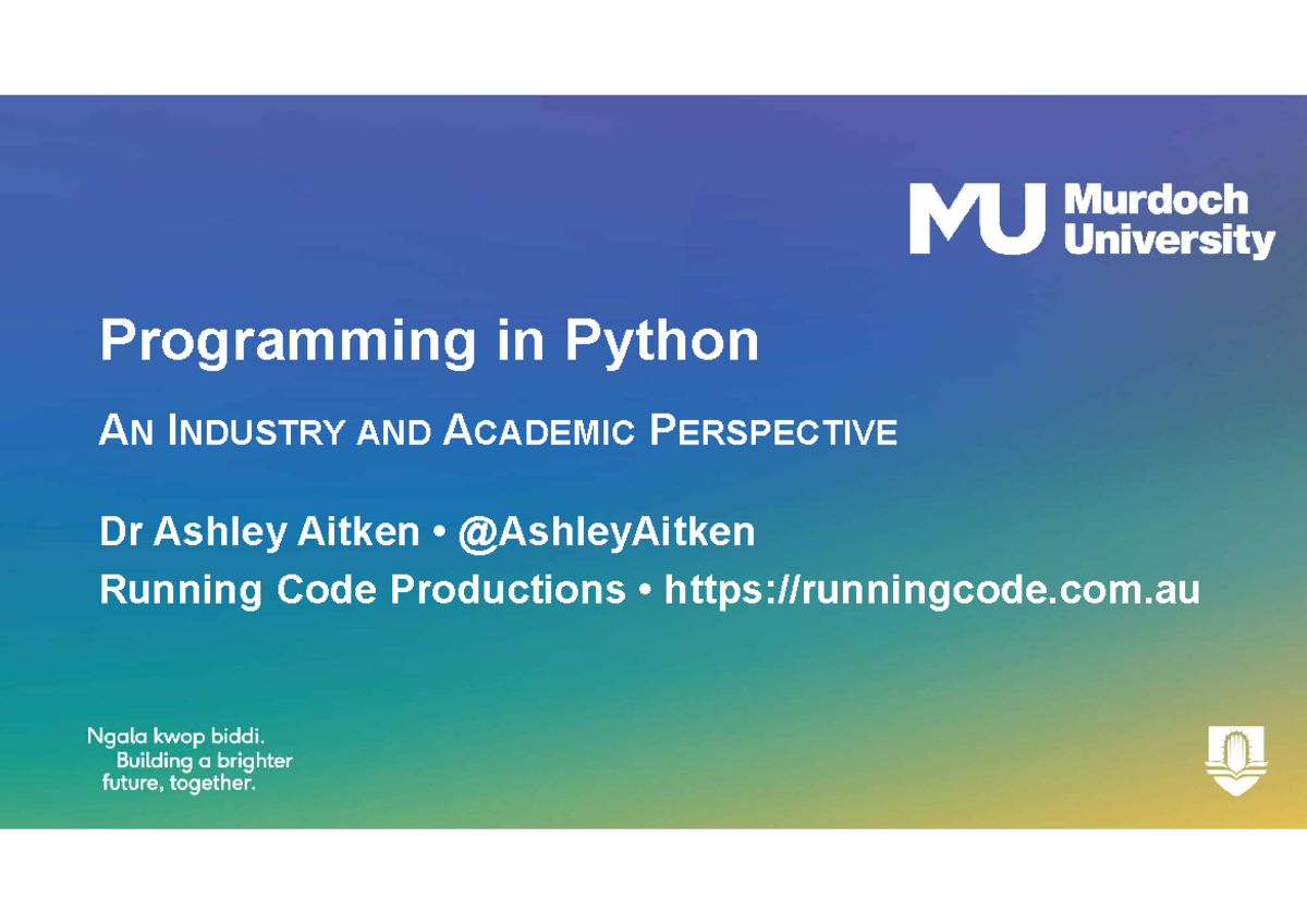 Programming in Python: Industry & Academic Insights (Lec 9) - Studocu