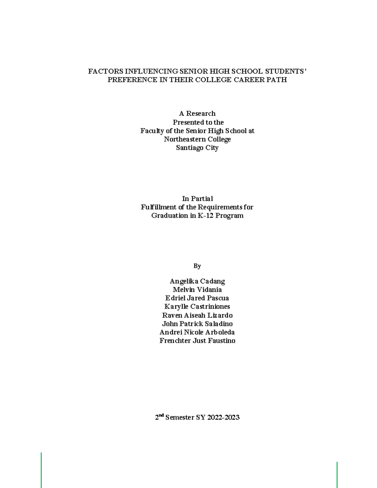Factors Influencing SHS Students' College Career Path Preferences: A ...