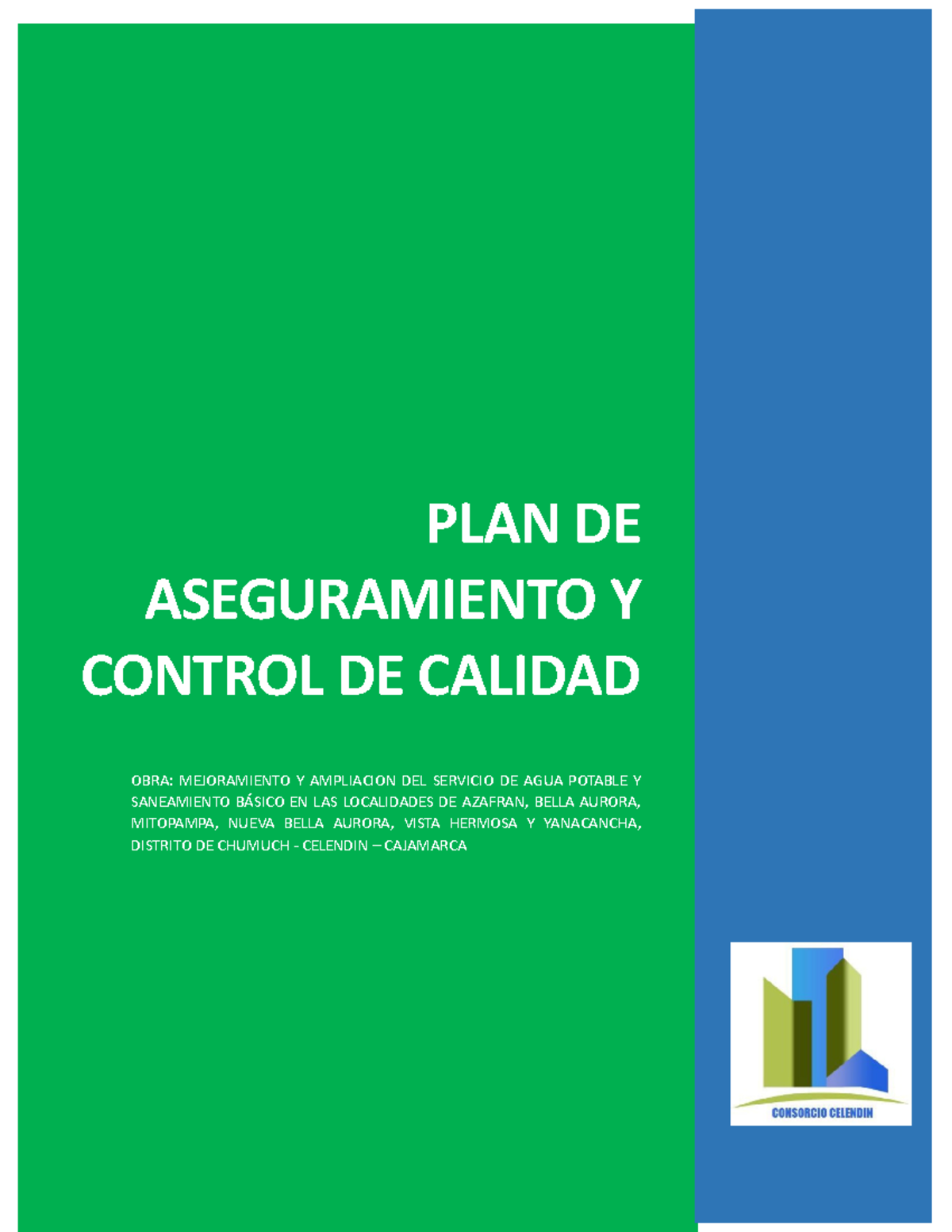 Plan de Aseguramiento y Control de Calidad para Proyecto de Agua ...