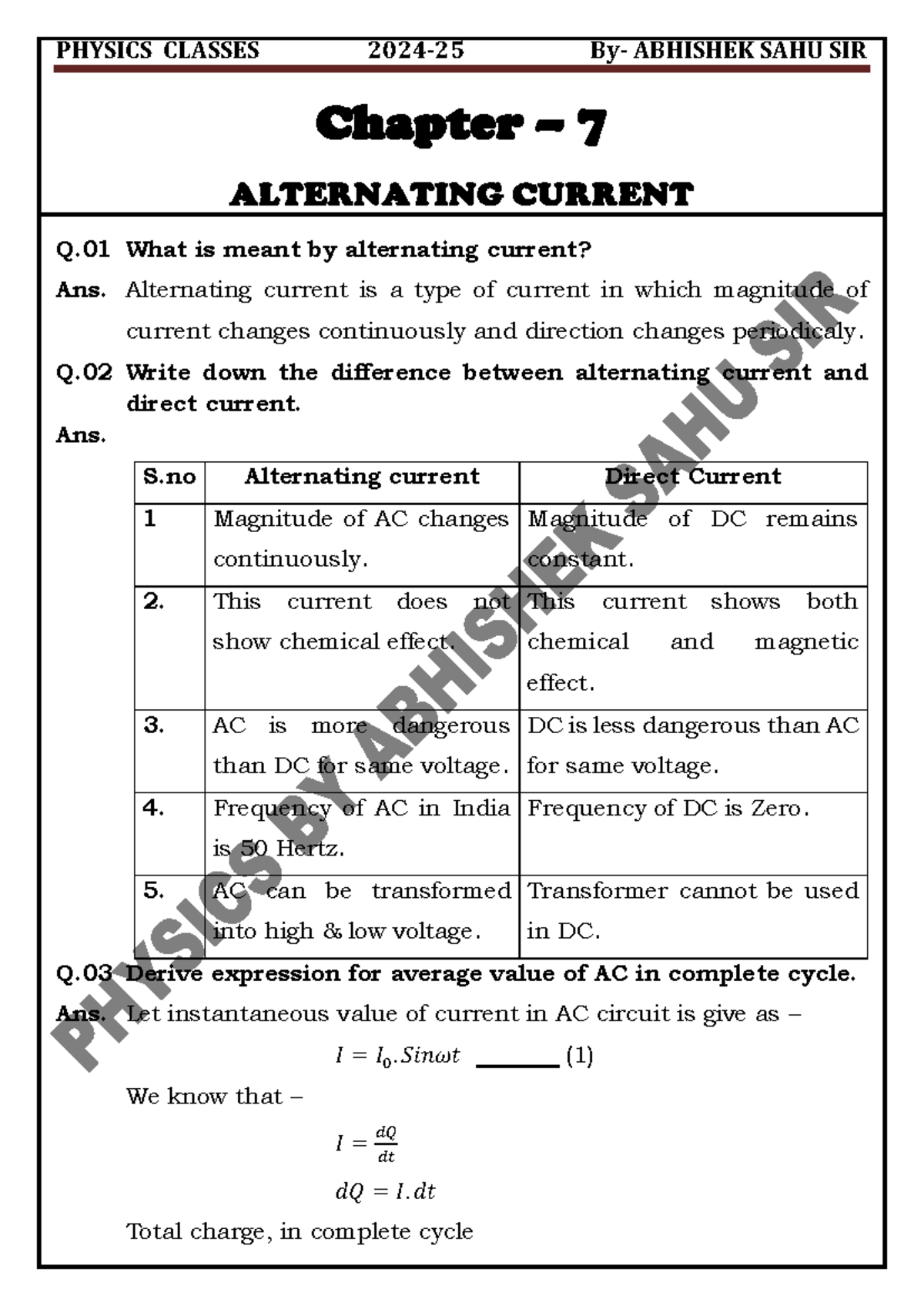 AC - Chapter 7: Understanding Alternating Current Concepts - Studocu
