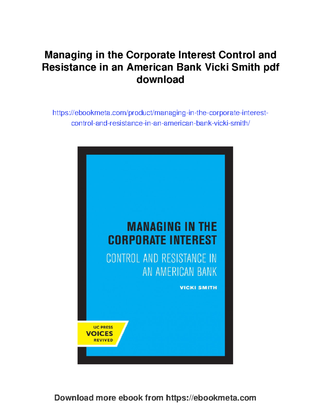 Managing in the corporate interest: Control and resistance in an ...