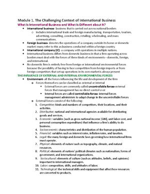 GEB3375 Exam 1 - Summary Introduction to International Business - Exam ...