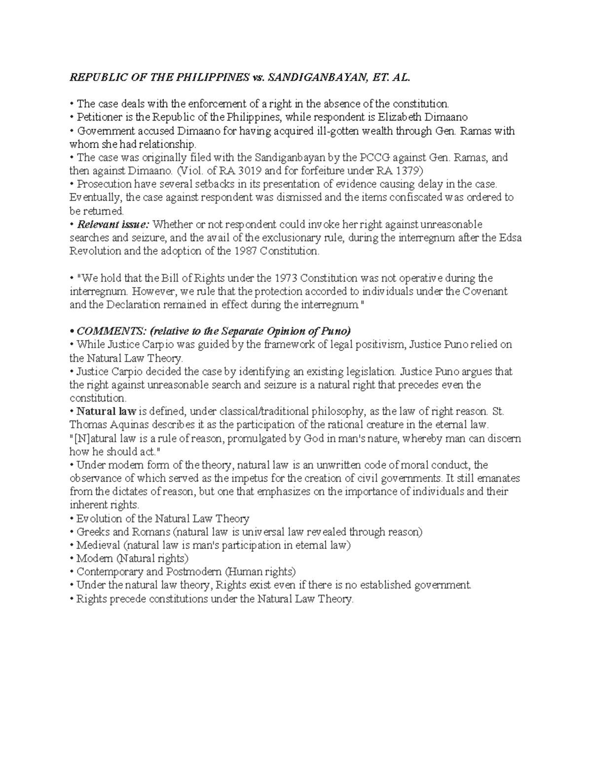 Philippine Legal Cases: Natural Law & Constitutional Rights Analysis ...