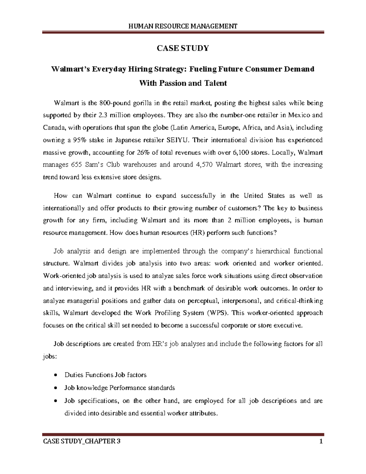 HUMAN RESOURCE MANAGEMENT CASE STUDY: Walmart's Hiring Strategy ...
