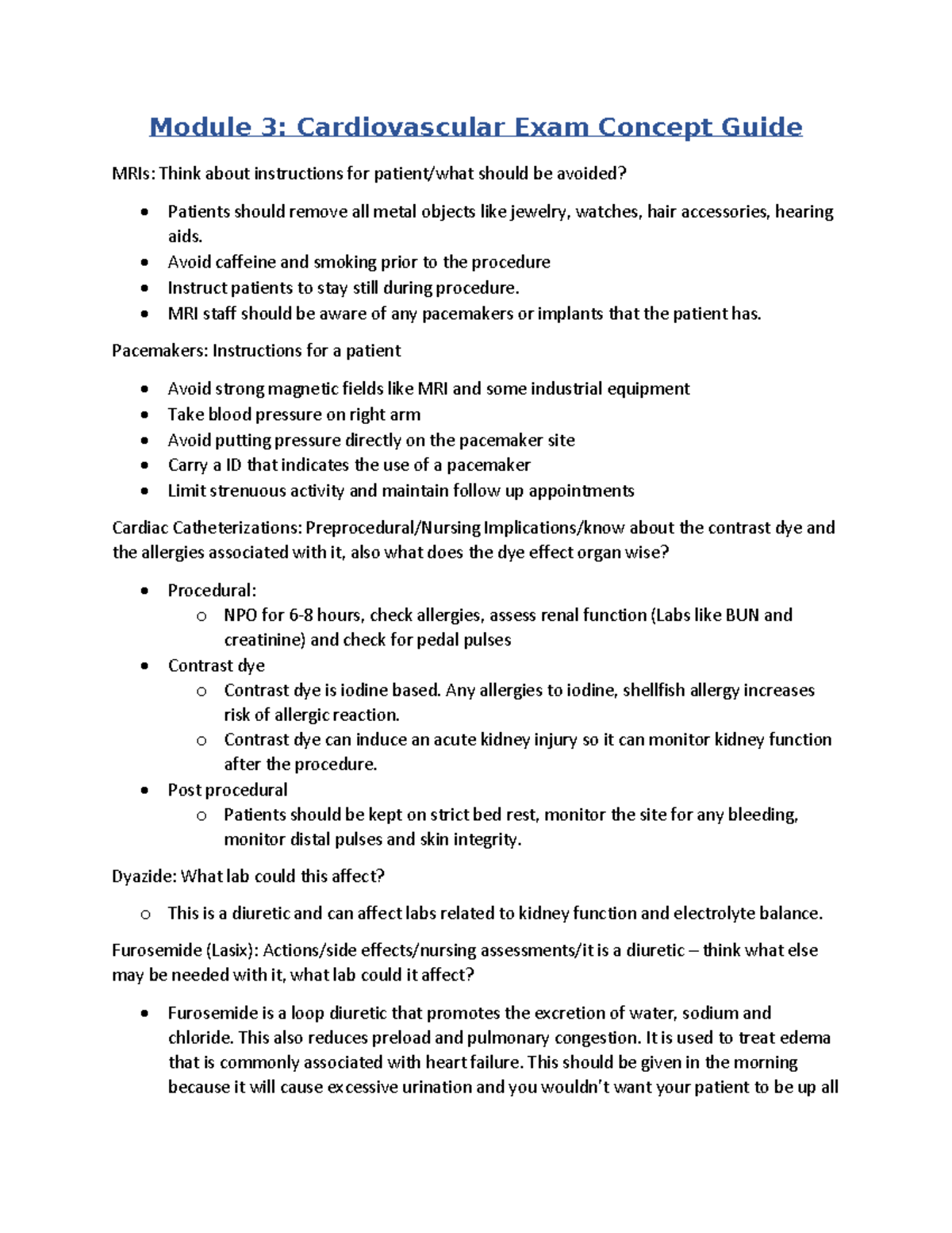 Annotated Module 3: Cardiac Exam Study Guide & Nursing Considerations ...