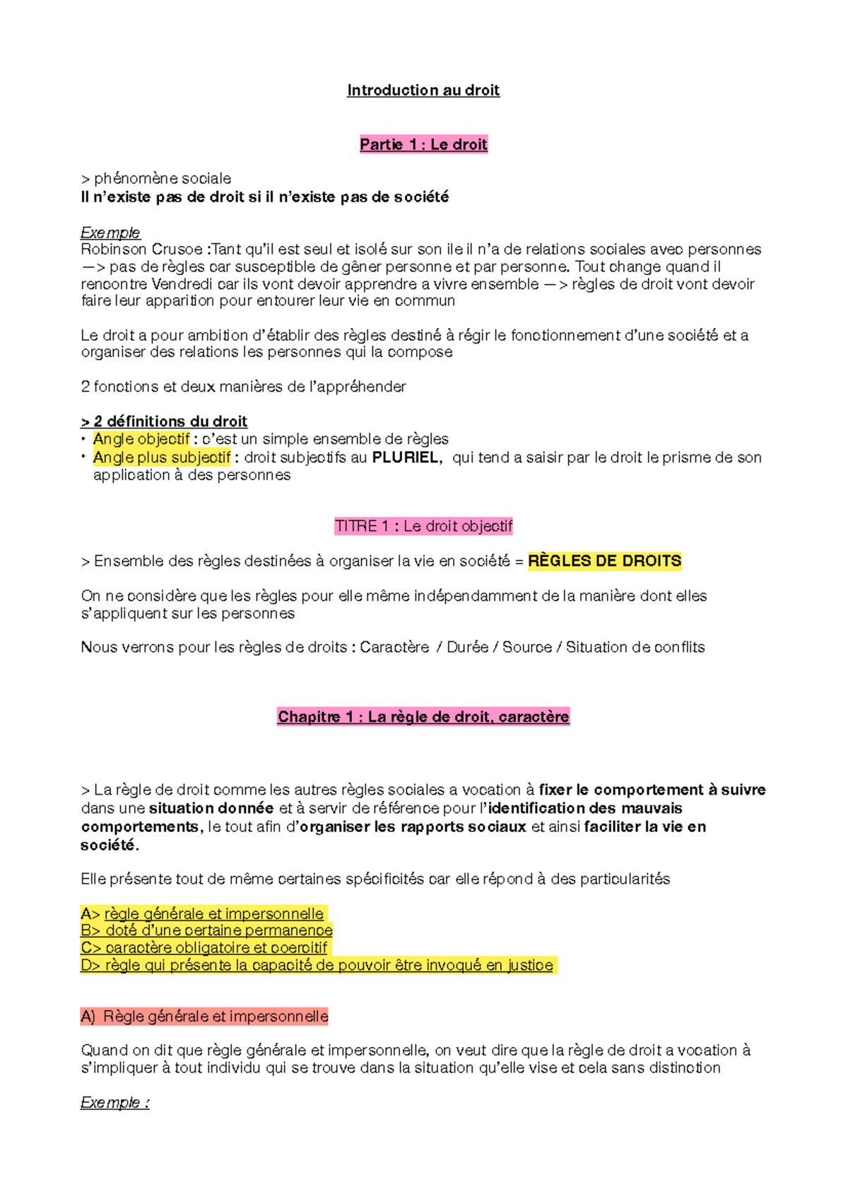 P1:T1: Chapitre 1 - Introduction au Droit: Phénomène Social et Règles ...
