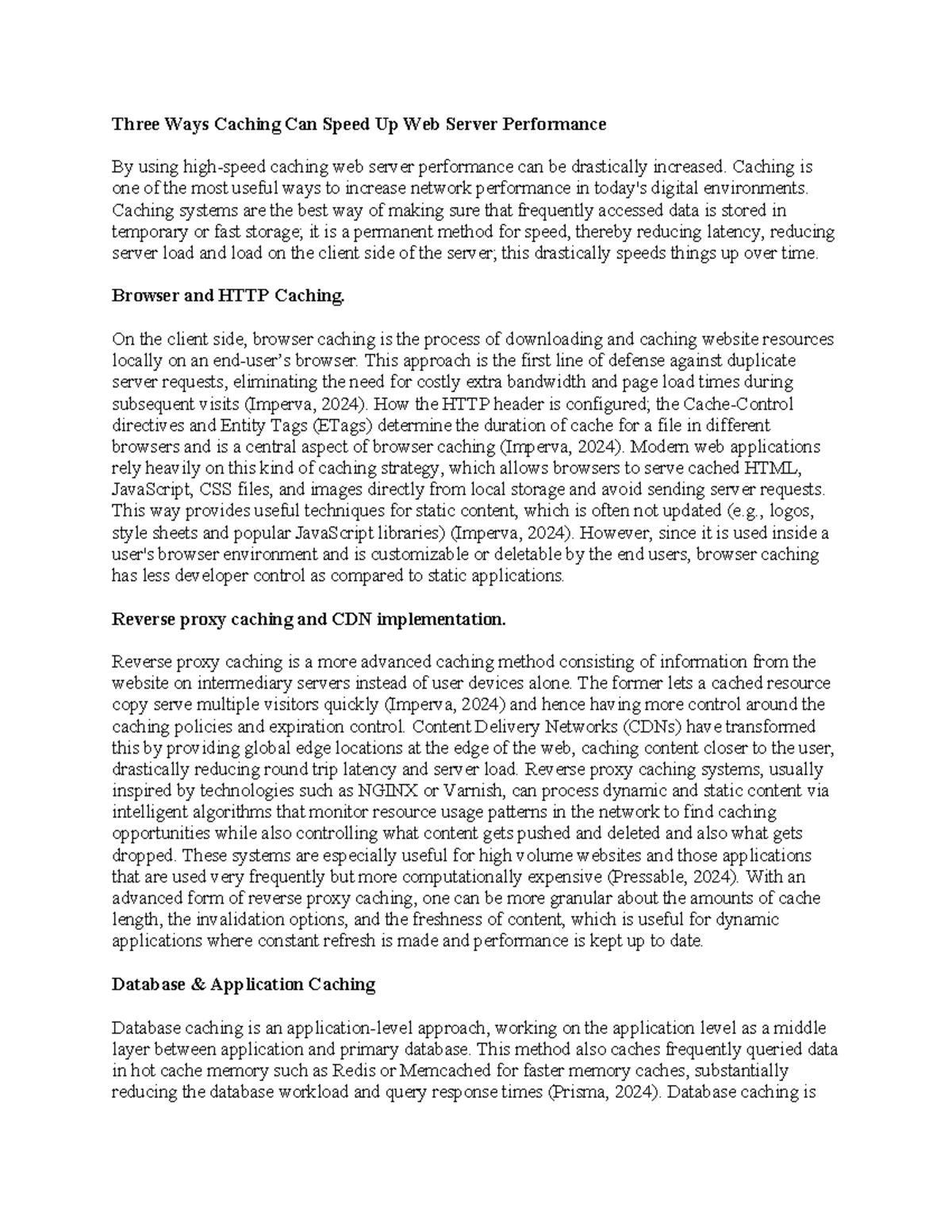 Database 2 Discussion: Caching Strategies for Web Performance - Studocu