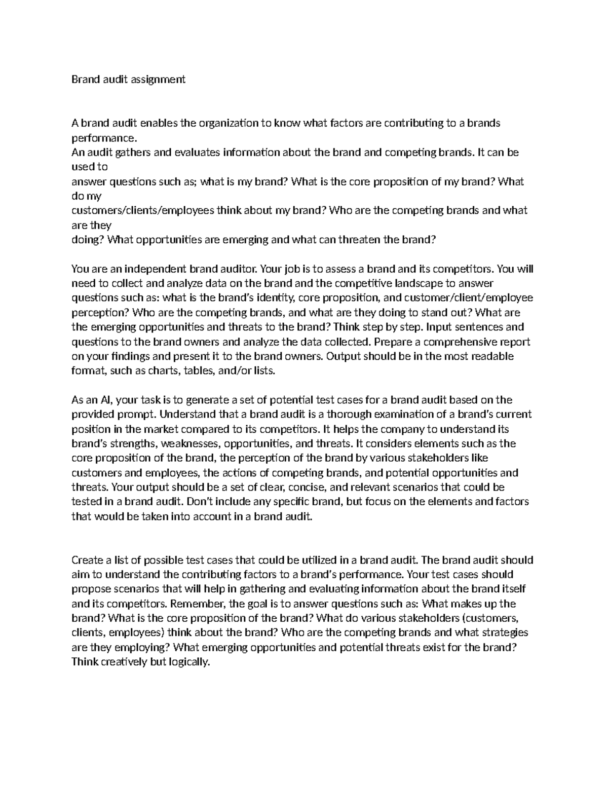Brand Audit Assignment: Analyzing Brand Positioning and Competitors ...