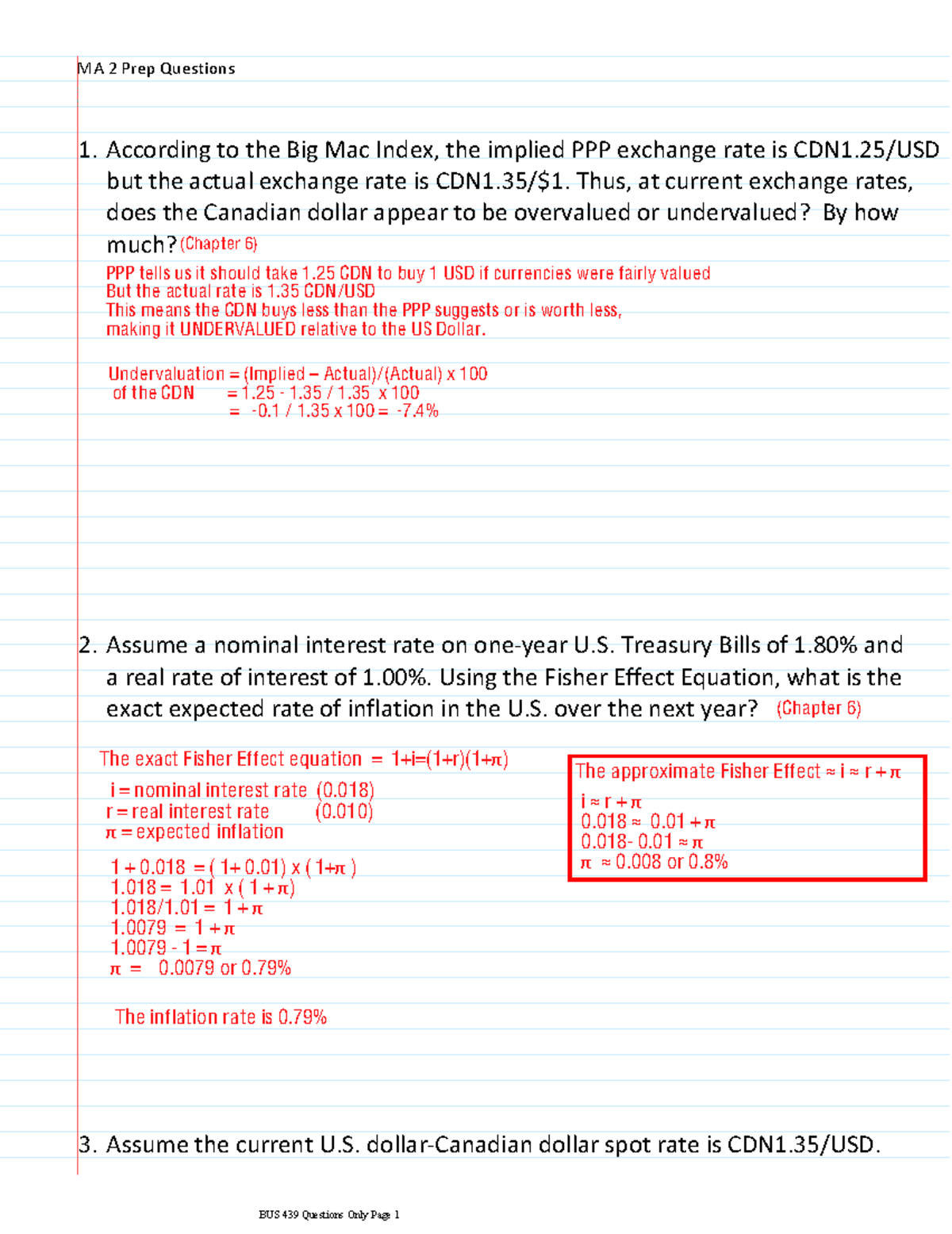 MA 2 Prep Questions - Exchange Rates & Inflation Analysis - Studocu