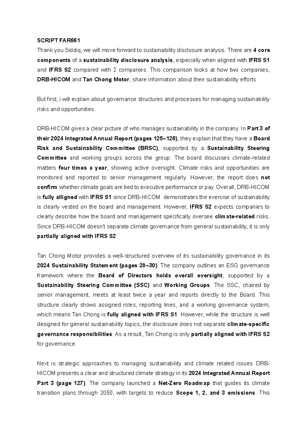 Sustainability Disclosure Analysis: Script FAR661 Notes on IFRS S1 & S2 ...