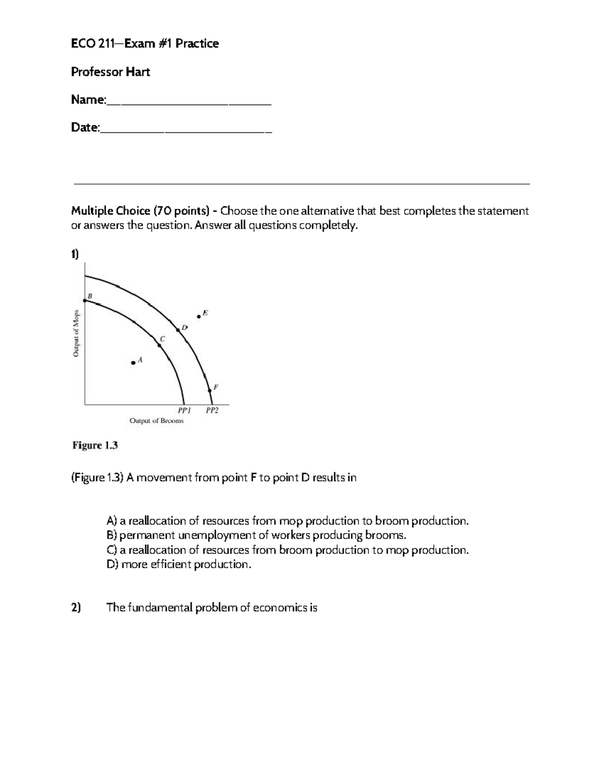 ECO 211 - Exam 1 Practice MCQs and Answers - Studocu
