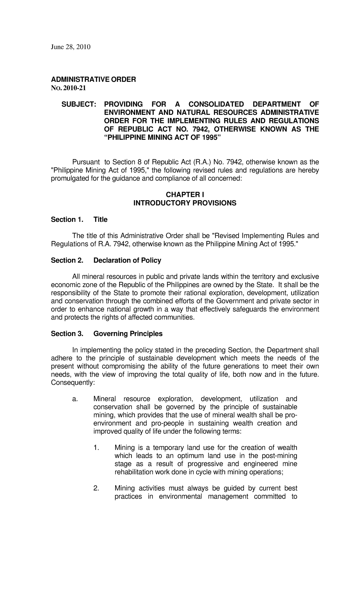 CDAO-Final - 2017 Administrative Order on Mining Act Implementation ...