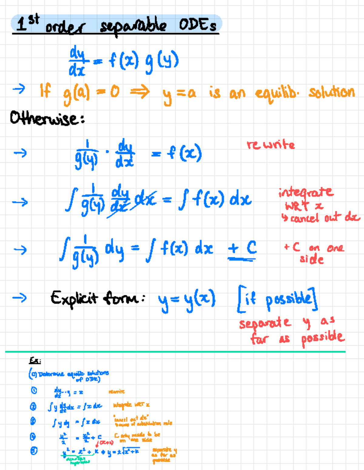 Midsem cheatsheet for ODEs (1st and 2nd order) - Studocu