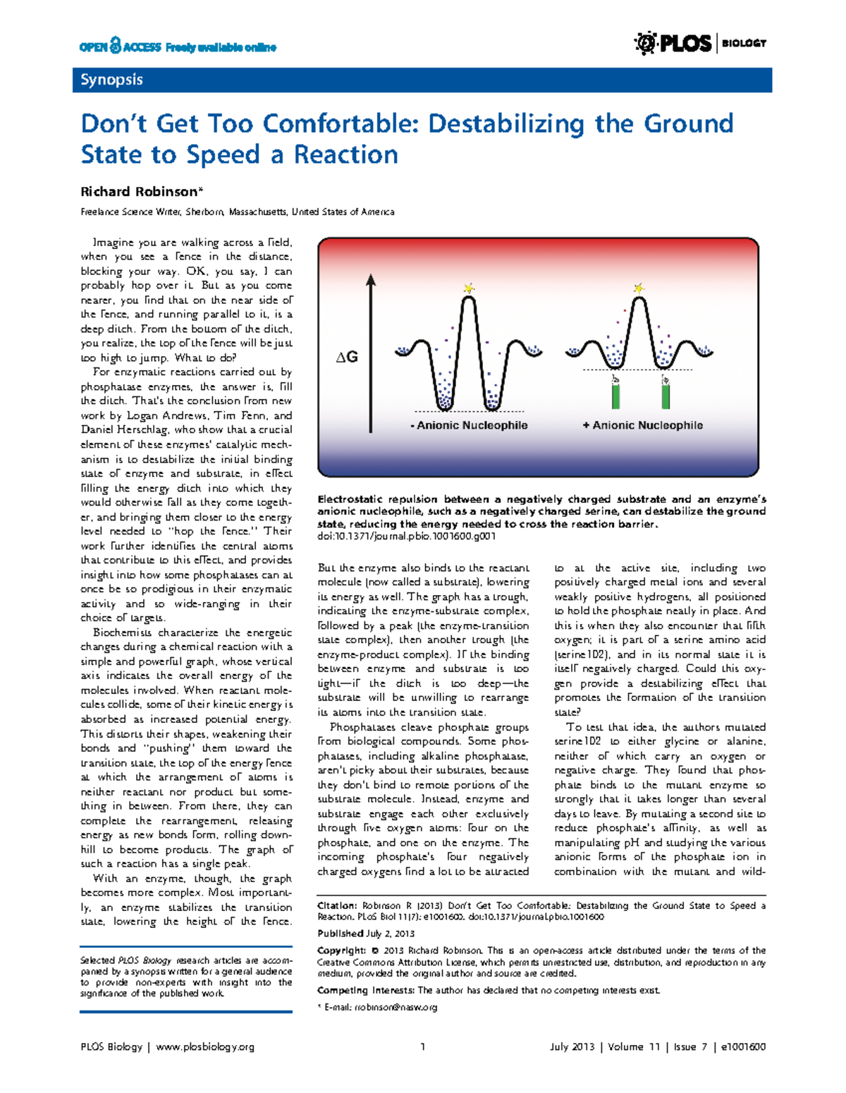 Biochemistry Lecture: Destabilizing Ground State to Enhance Reactions ...
