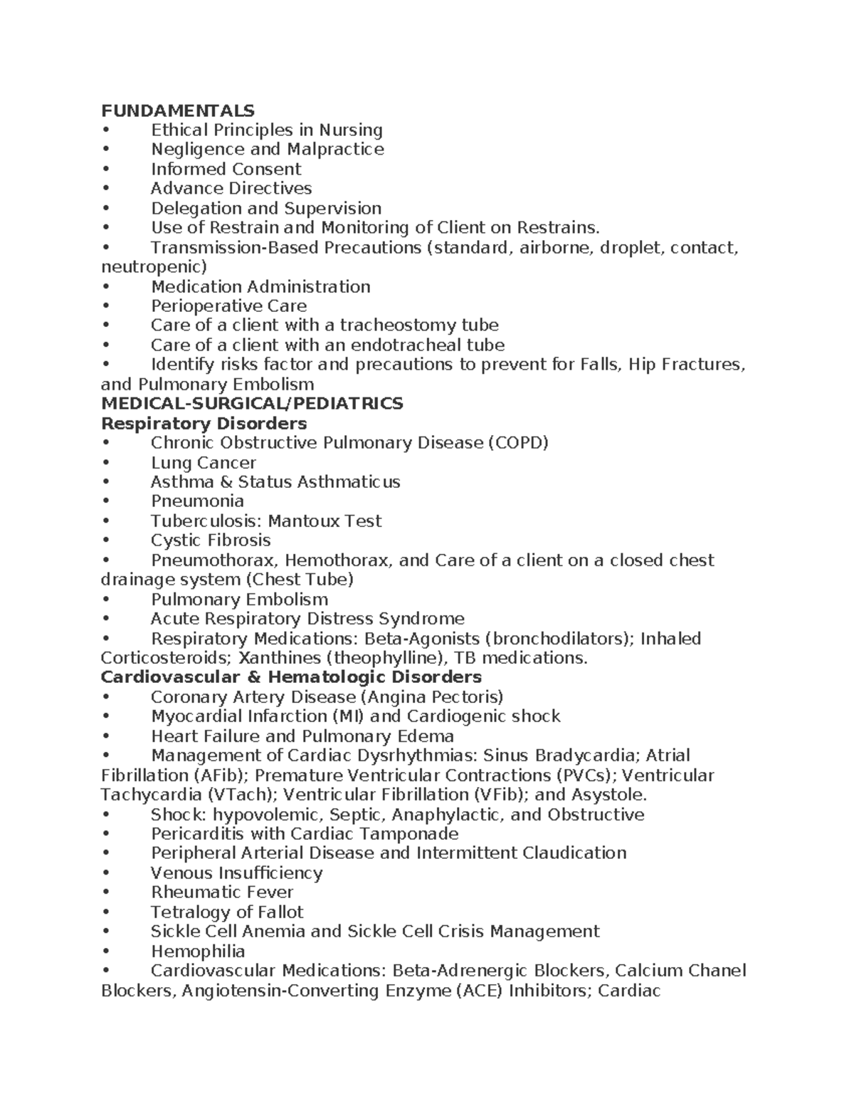NCLEX-RN Review Blueprint: Comprehensive Nursing Topics Overview - Studocu