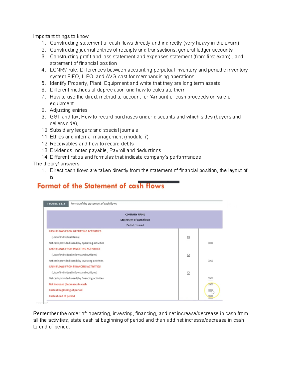 Important Notes for ACCT1006: Cash Flows, Journal Entries & More - Studocu