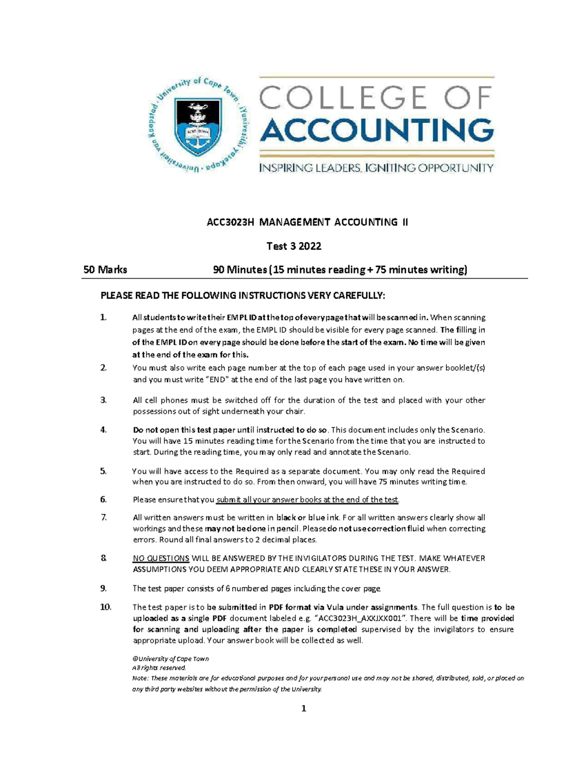 Scenario Analysis for Final Exam - ACC3023H Management Accounting - Studocu