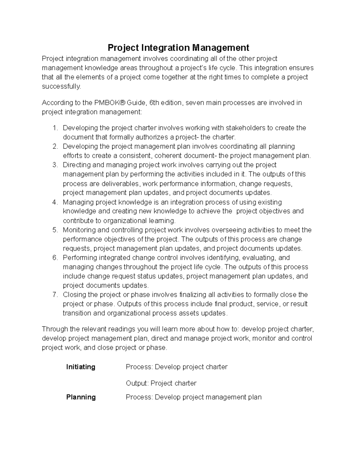 Project Integration Management - Project Integration Management Project ...