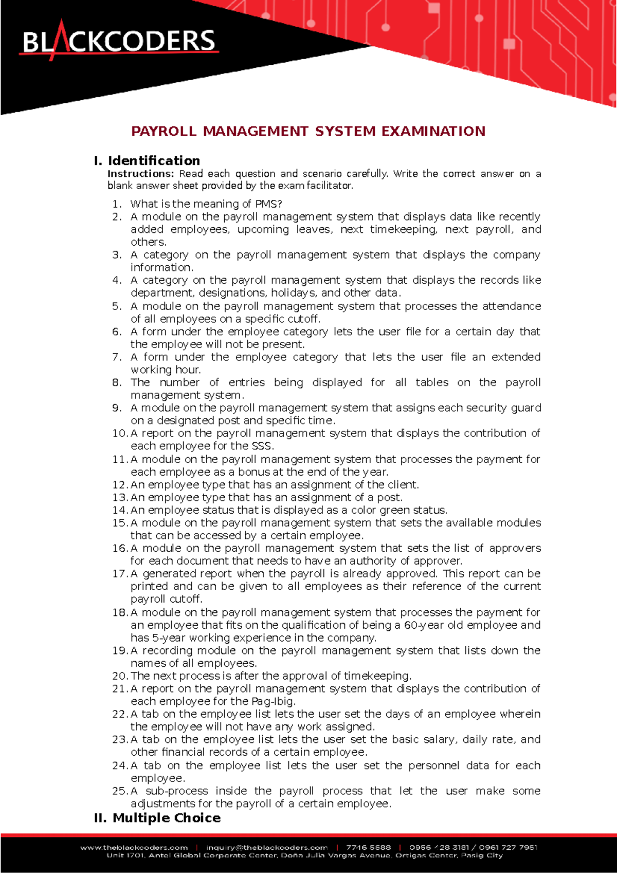 [Exam] Payroll Management System Questions and Answers Guide - Studocu