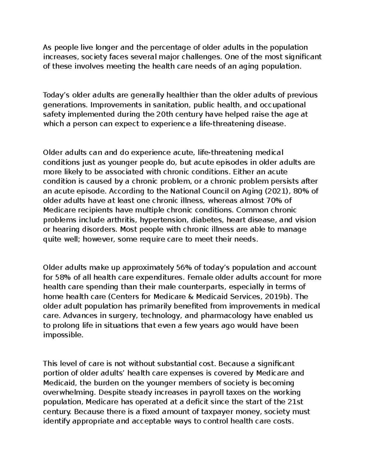 Health Promotion and Chronic Care for Older Adults: Chapter 4 Notes ...