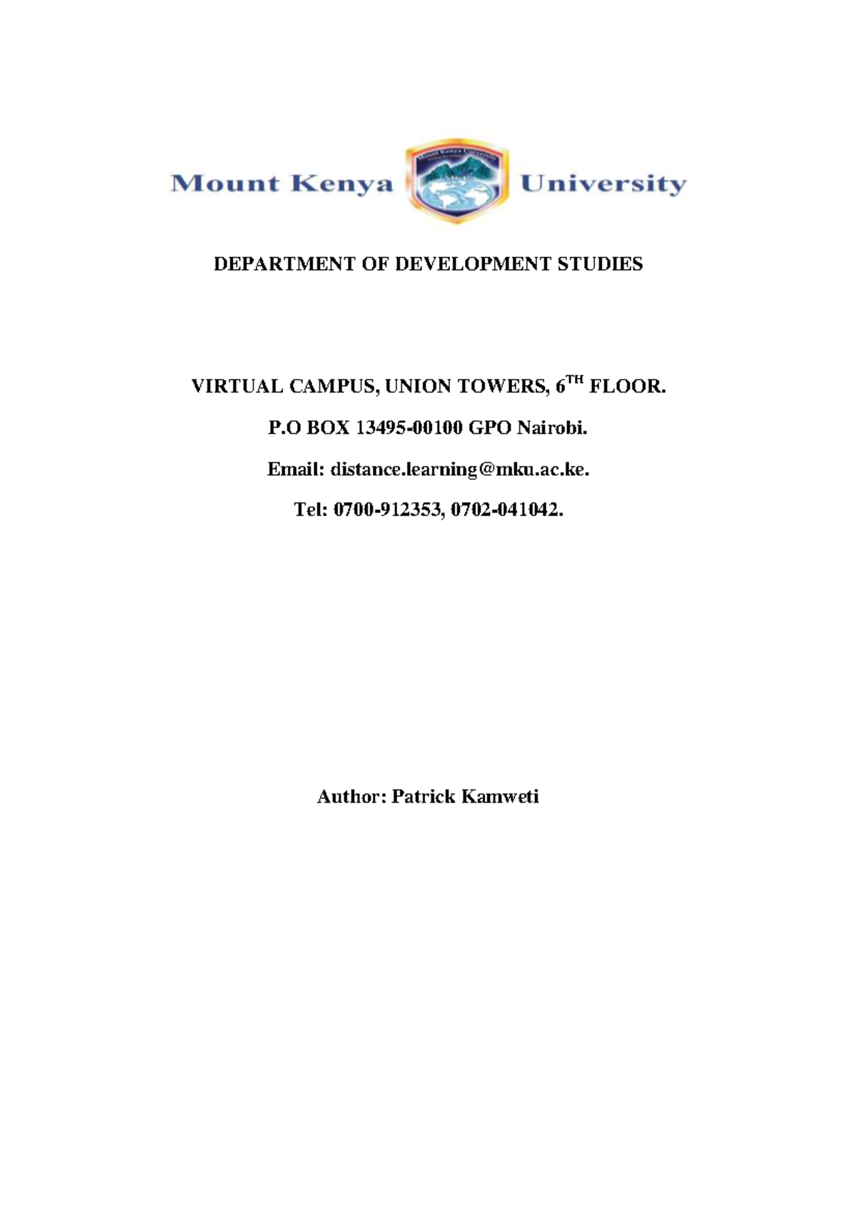 DED1102+ Introduction+TO+ Community+ Development - DEPARTMENT OF ...