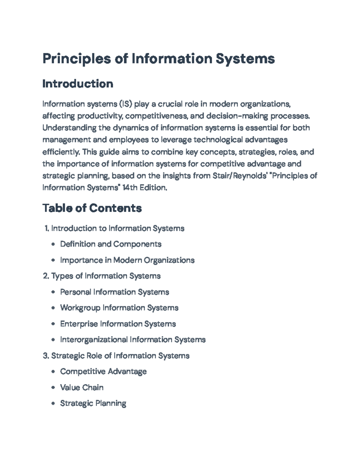 Principles of Information Systems (IS) - Key Concepts & Strategies ...