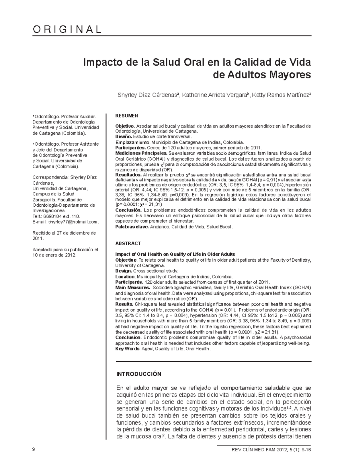 Impacto de la Salud Oral en la Calidad de vida de Adultos Mayores ...
