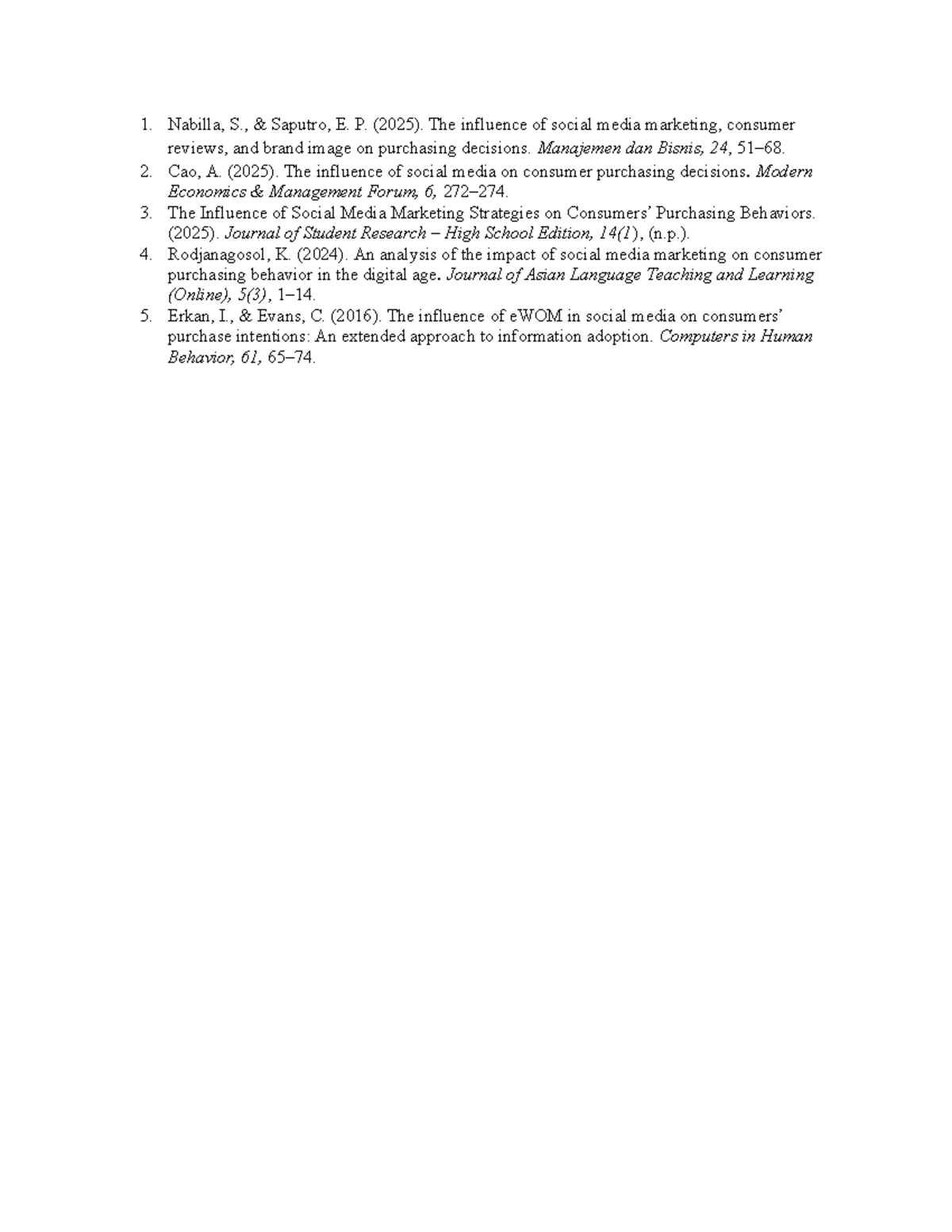 Social Media Marketing & Consumer Behavior: APA Insights - Studocu