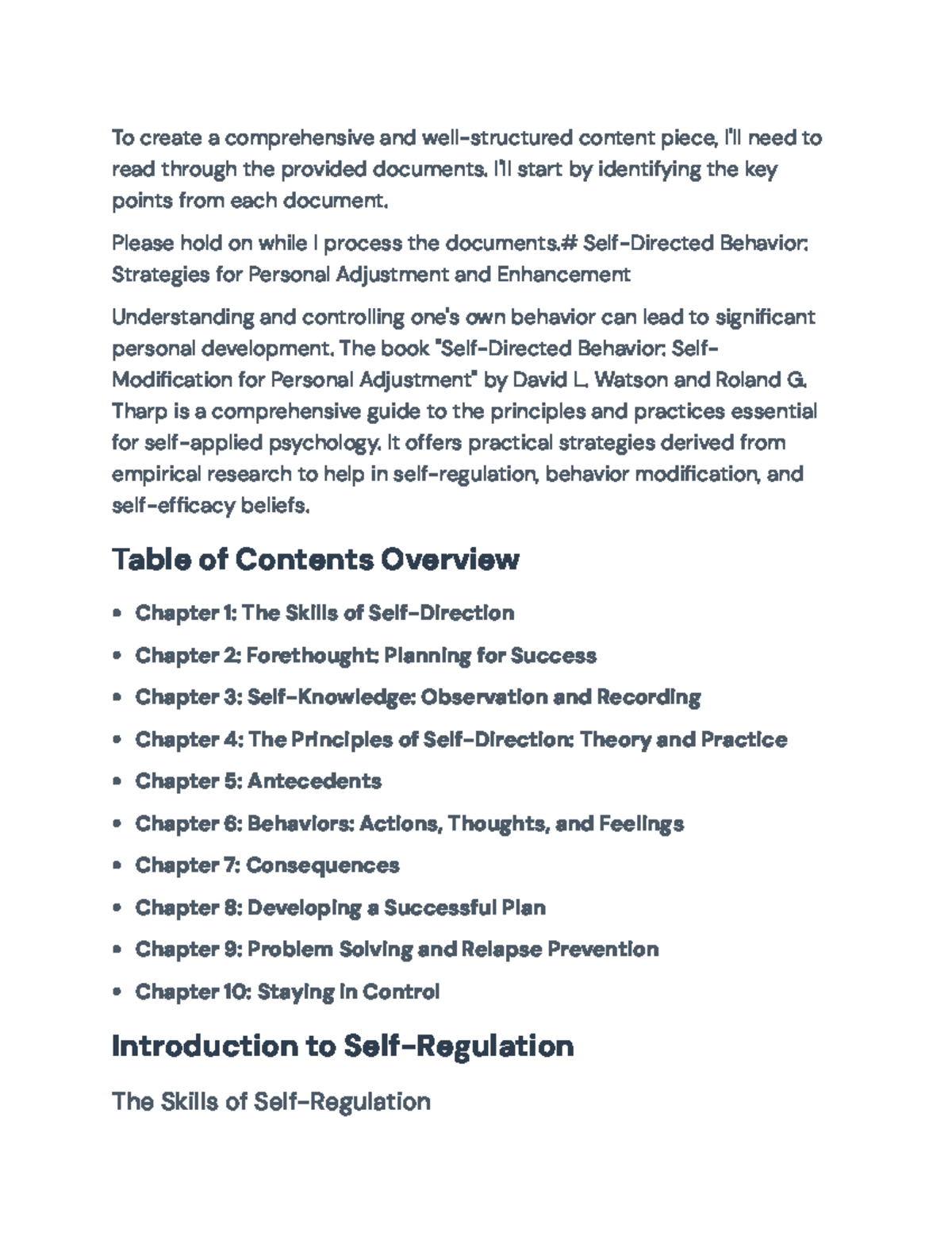 Self-Directed Behavior: Strategies for Personal Adjustment (Course Code ...