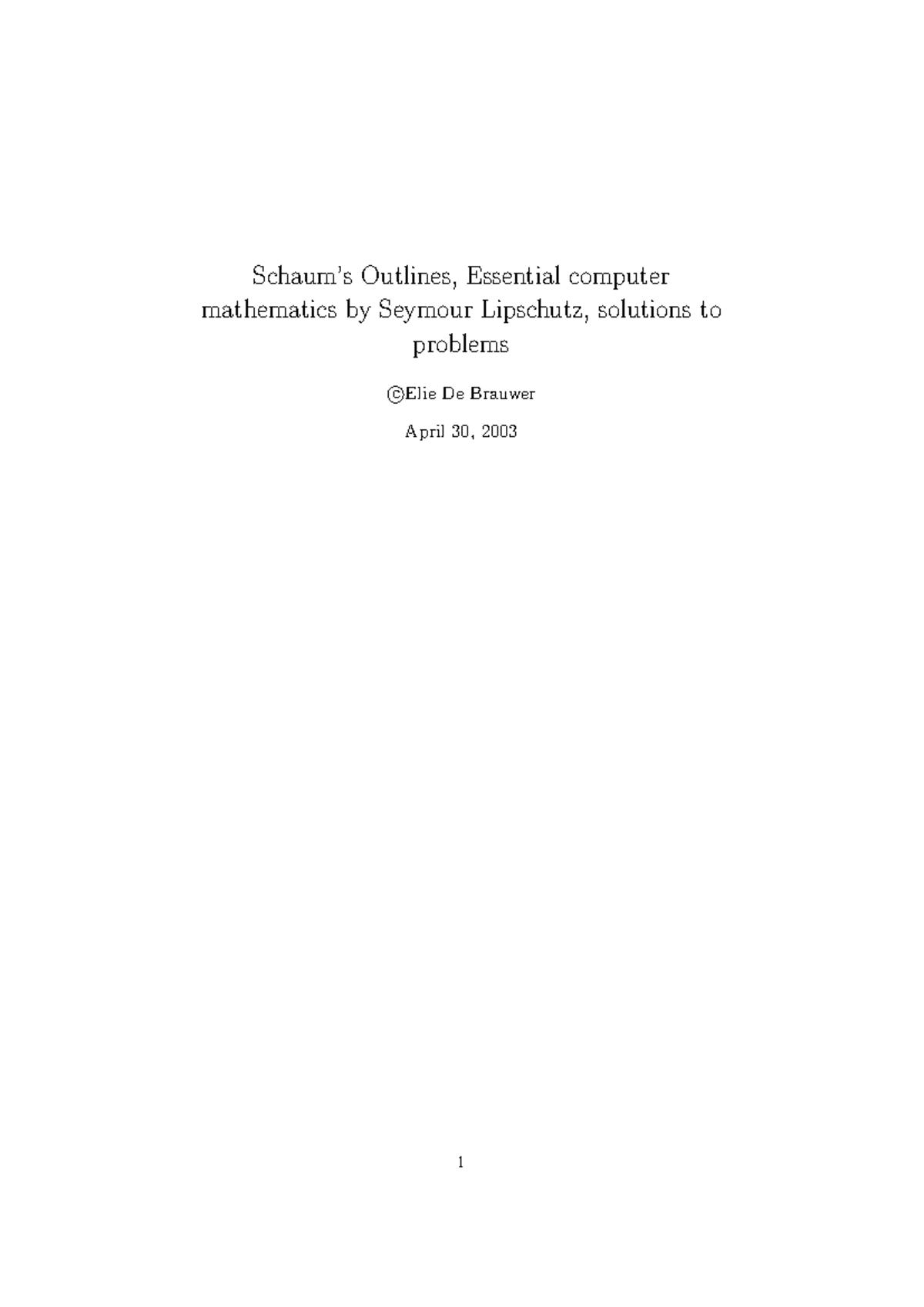 Solutions to Problems in Essential Computer Mathematics (CS101) - Studocu