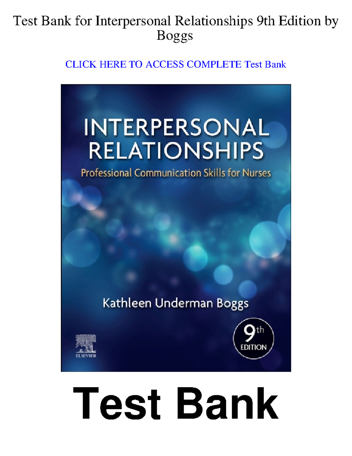 Test Bank for Interpersonal Relationships 9th Ed. - Chapter 02: Clarity ...