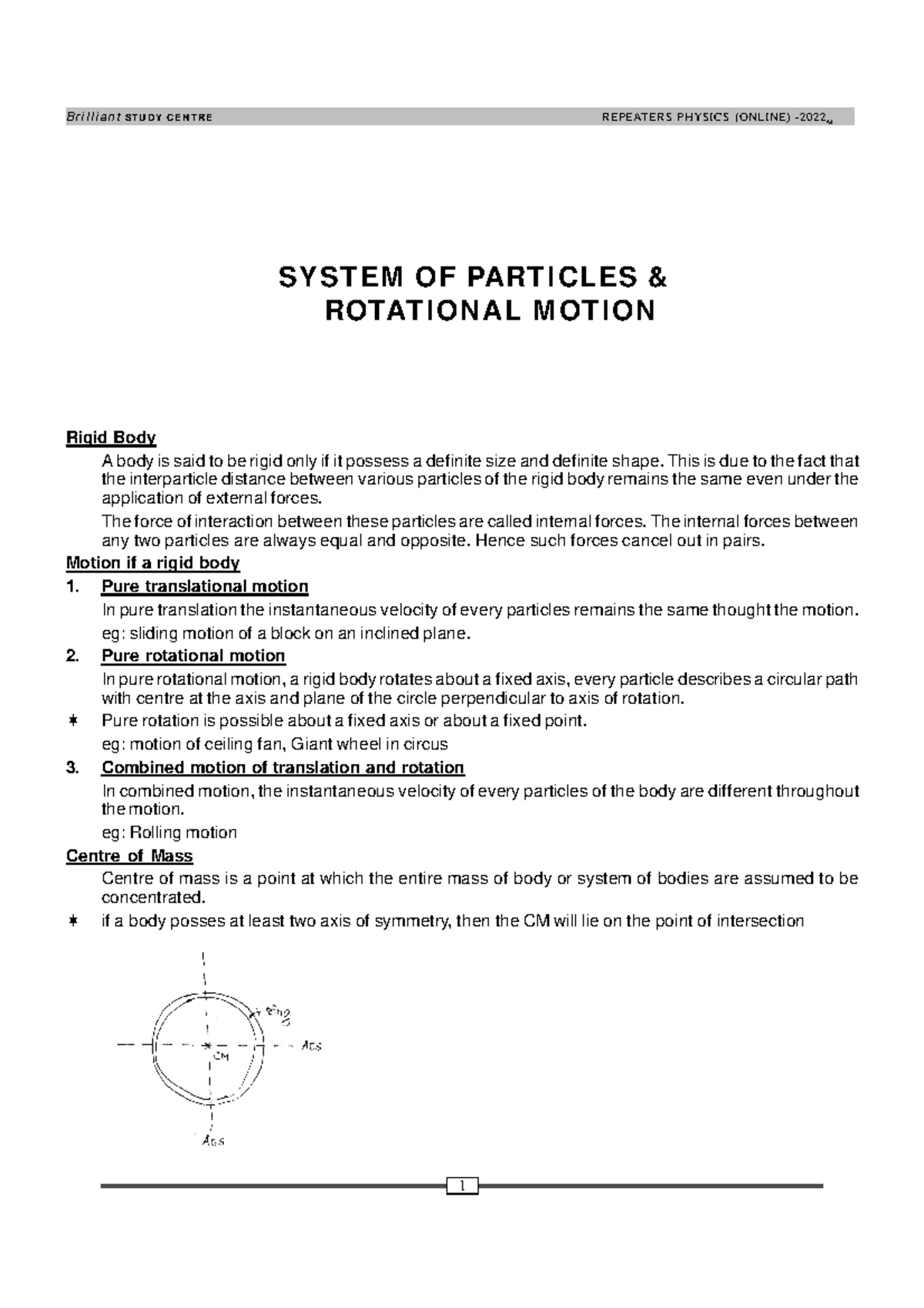 Physics M: System of Particles & Rotational Motion Study Guide - Studocu