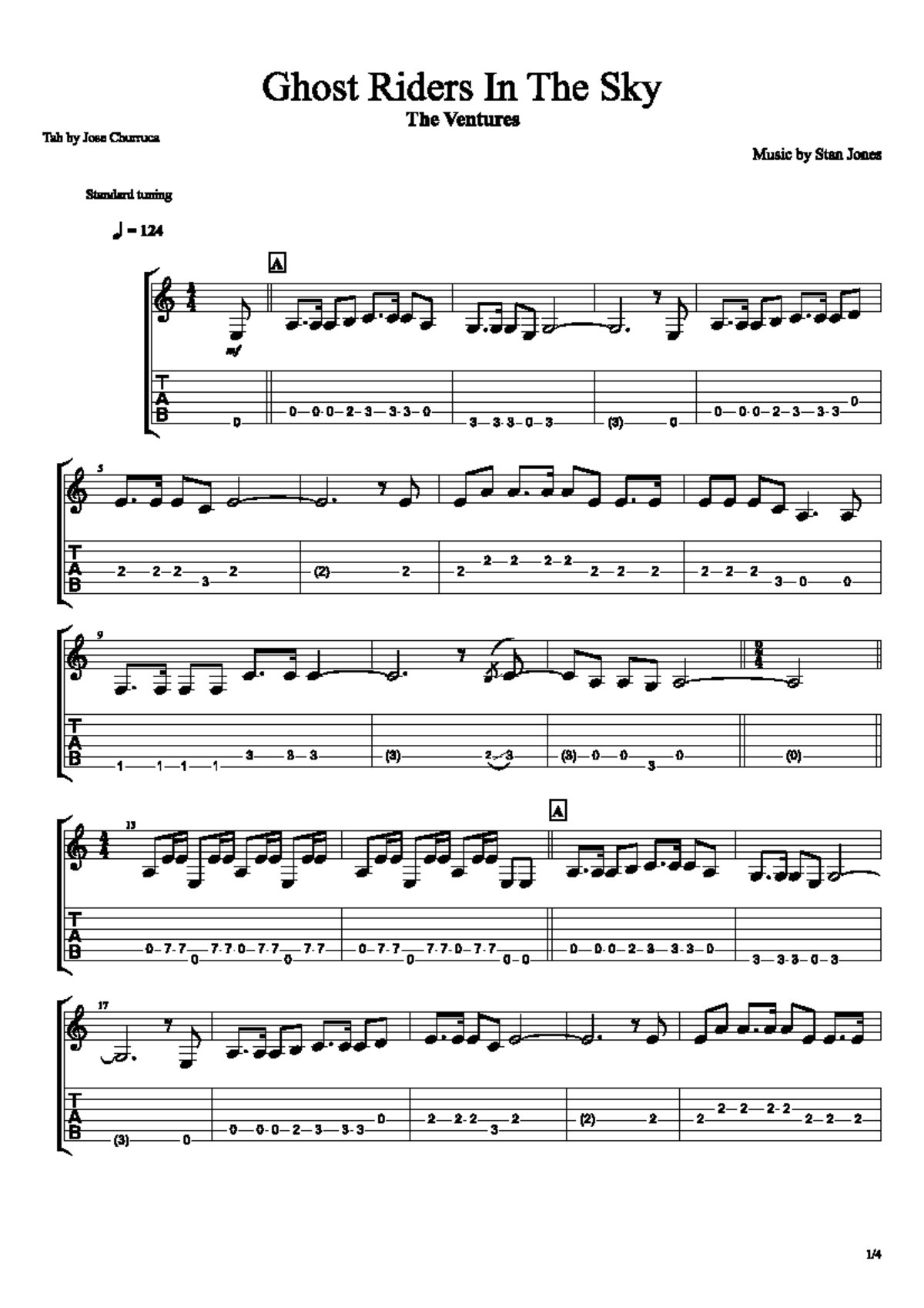 Ghost Riders In The Sky - Tab for Guitar (Standard Tuning) - Studocu