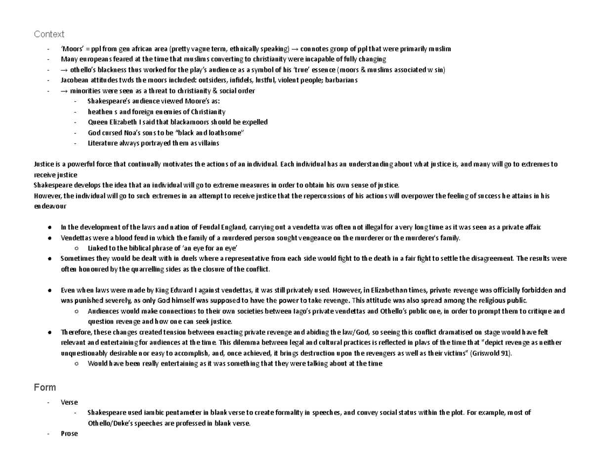 Othello Study Notes: Context, Form, Character Analysis & Key Quotes ...
