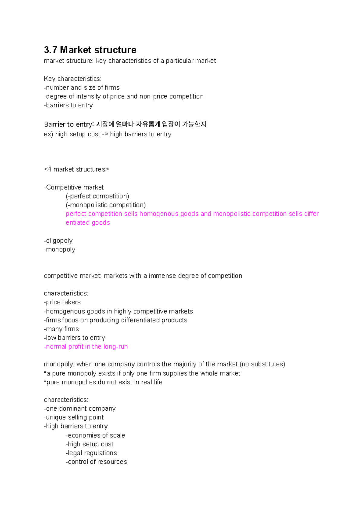 3.7 Market Structure: Key Characteristics & Competition Analysis - Studocu