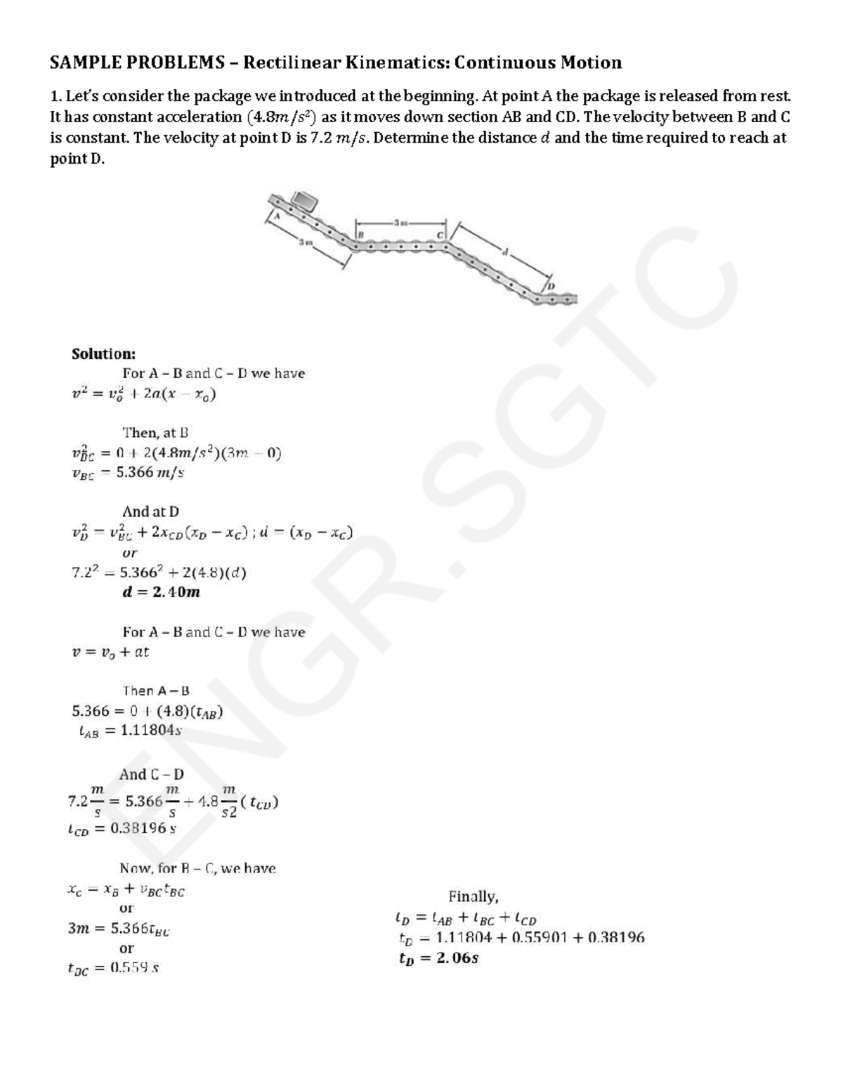 Rectilinear Kinematics Problems: Continuous Motion Analysis - Studocu