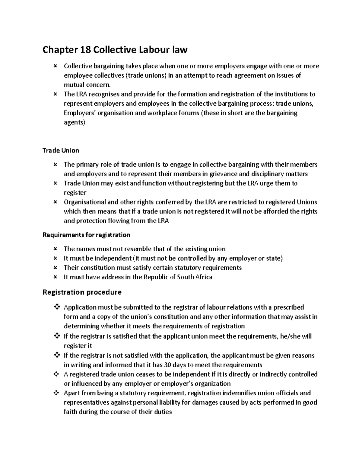 Chapter 18: Understanding Collective Labour Law and Trade Unions - Studocu