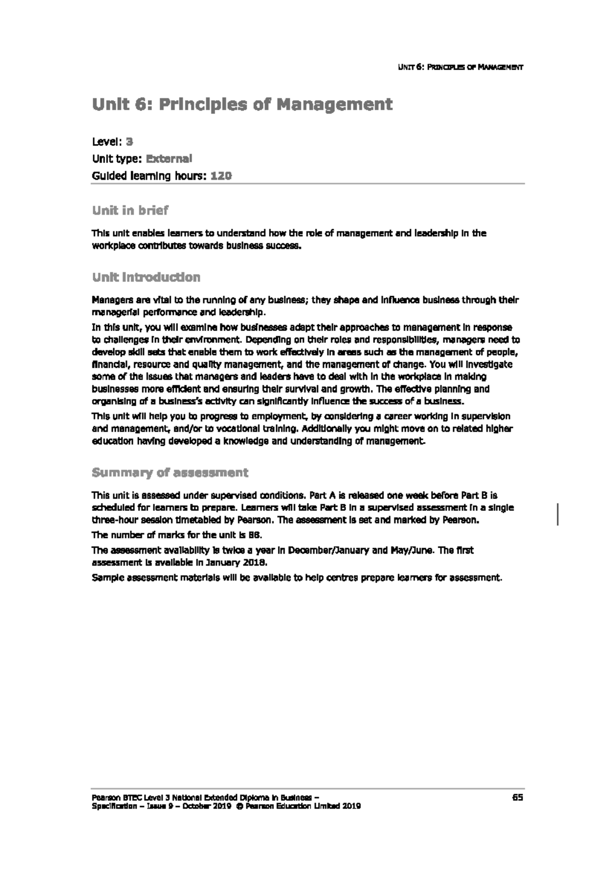 Unit 6: Principles of Management - BTEC Level 3 National Diploma - Studocu