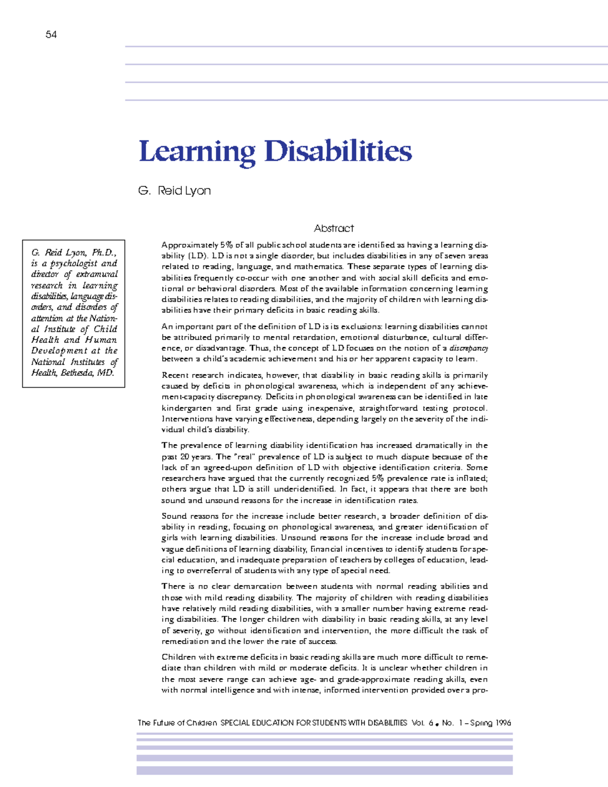 Analysis of Learning Disabilities: Definitions, Challenges, and ...