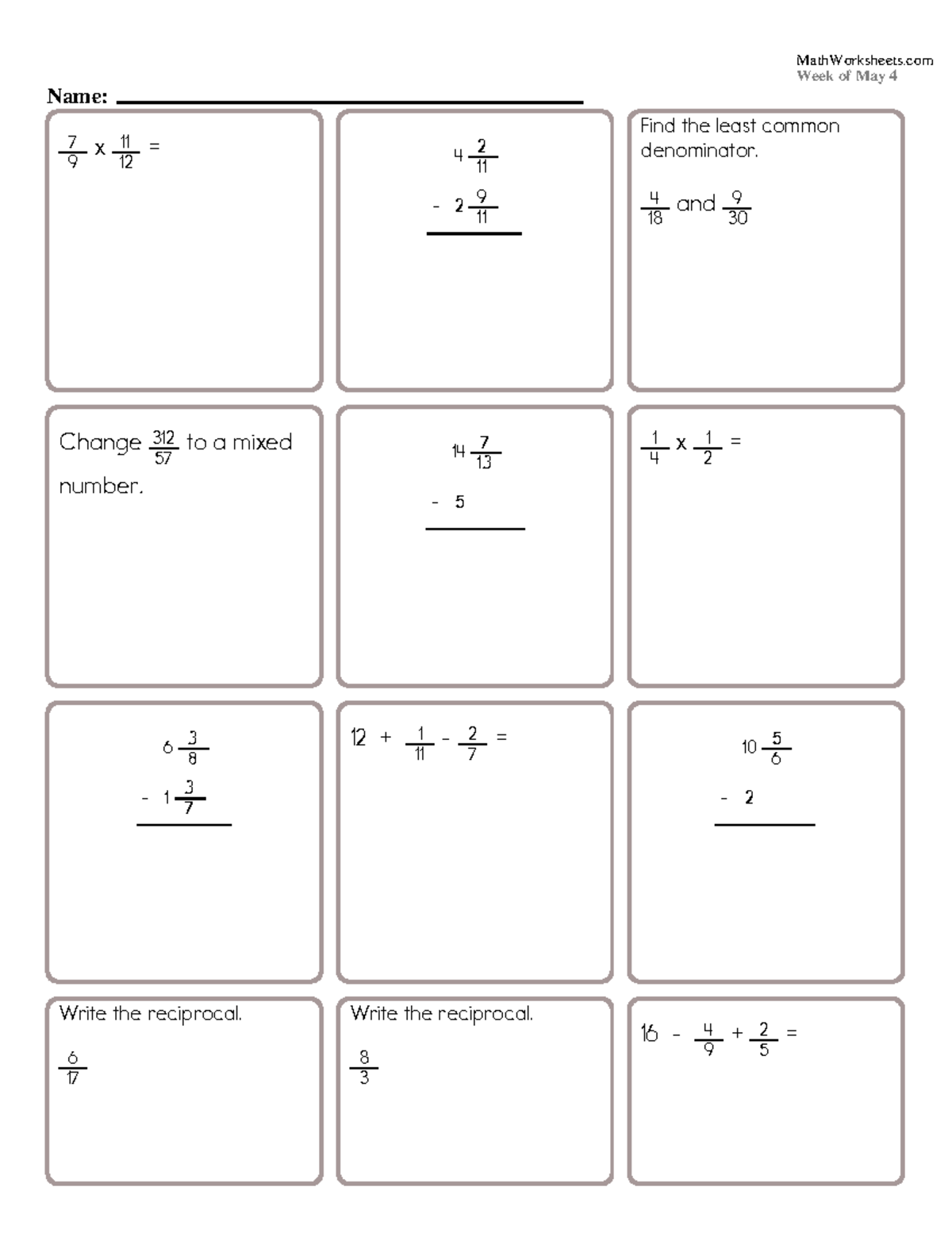 Math Worksheets Grade 5 - Week of May 4 Activities - Studocu