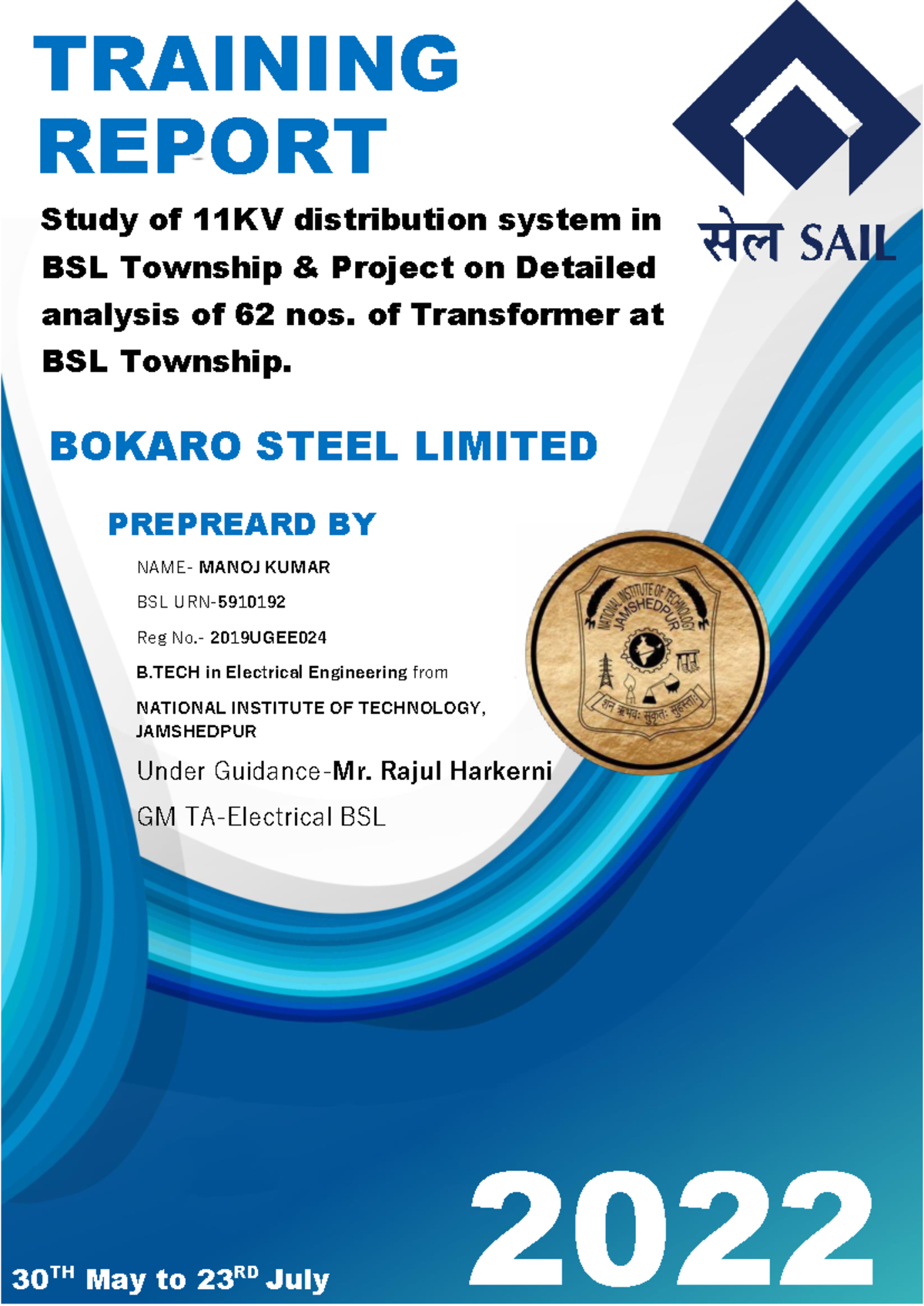 11KV Distribution System Training Report - BSL Project (2019UGEE024 ...