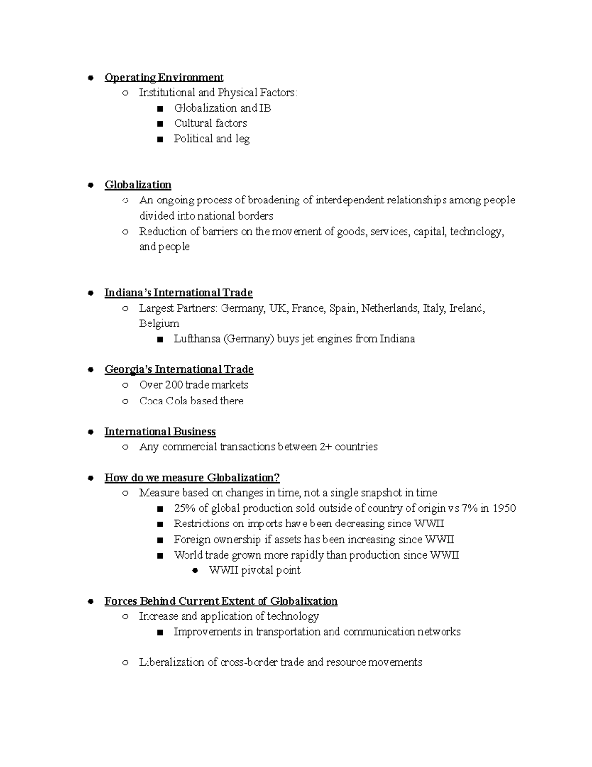 Chapter 1 Lecture Notes - Globalization & Int. Business (3 7) - Studocu