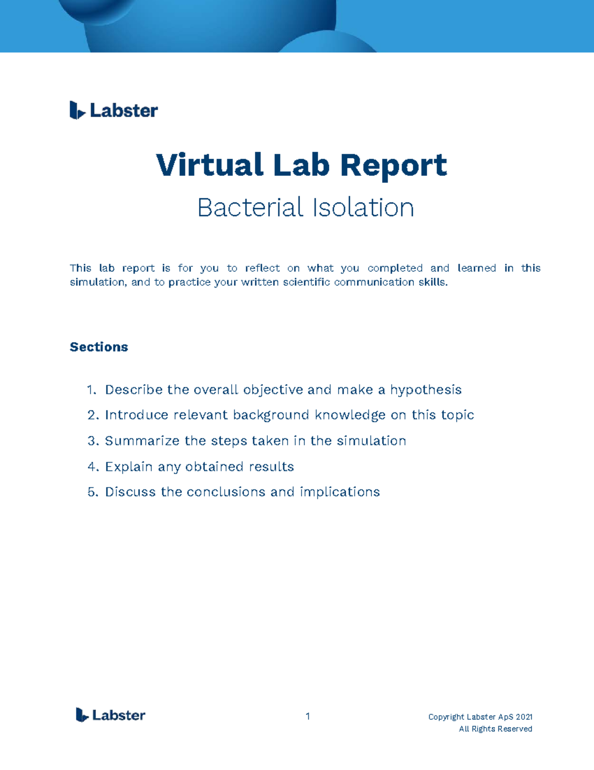 WEEK 11 LAB Report 1 - Micro: Virtual Lab on Bacterial Isolation - Studocu